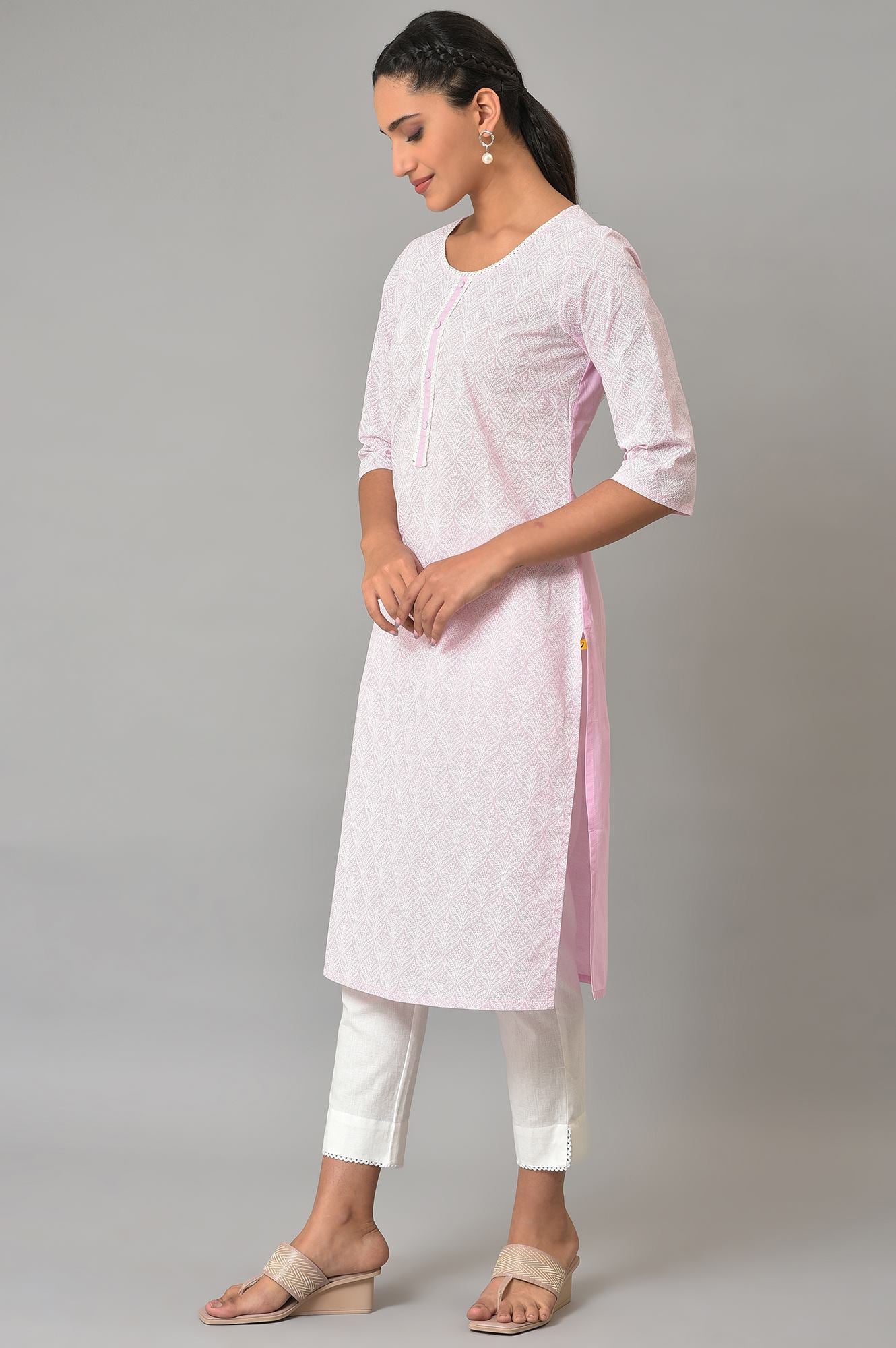 Purple Printed Cotton kurta