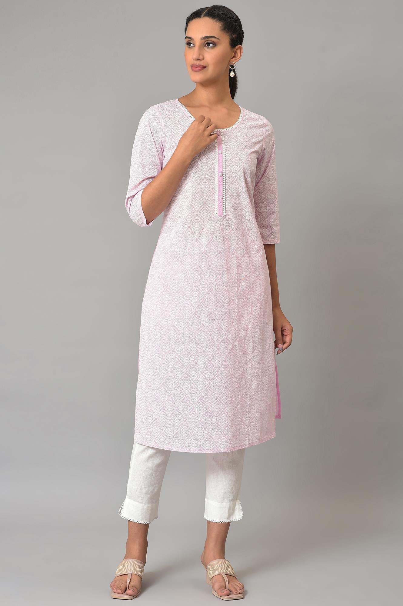 Purple Printed Cotton kurta