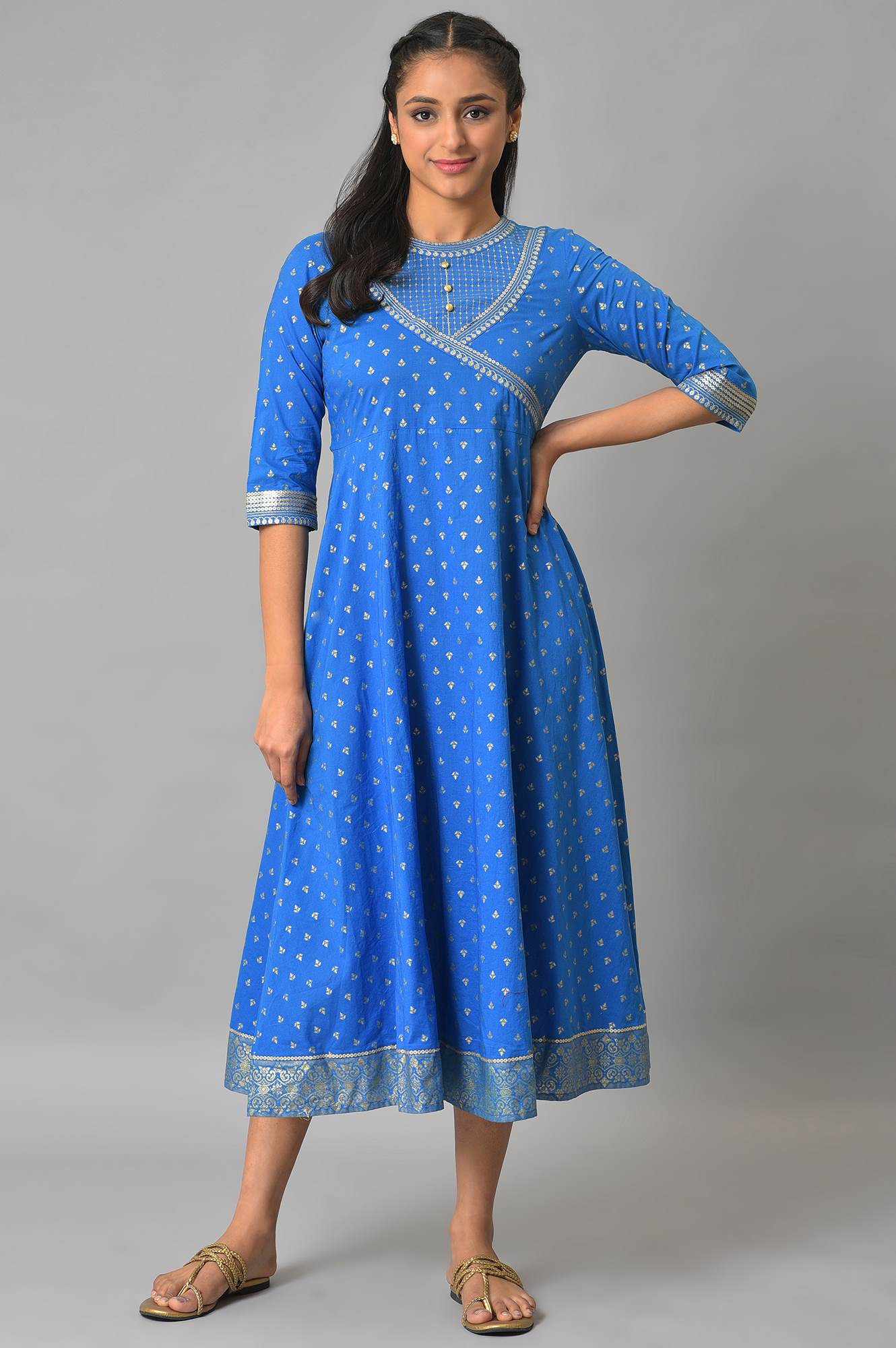 Blue Ornamented Ethnic Dress