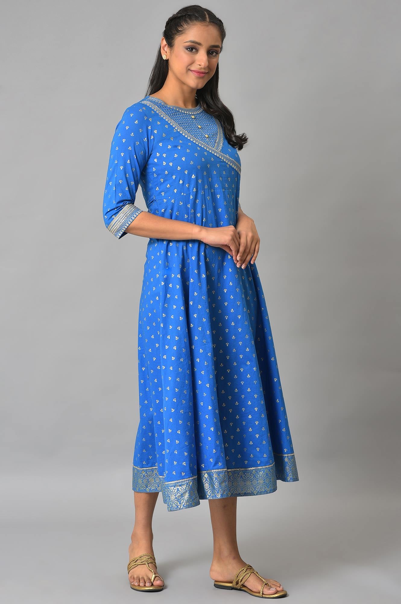 Blue Ornamented Ethnic Dress