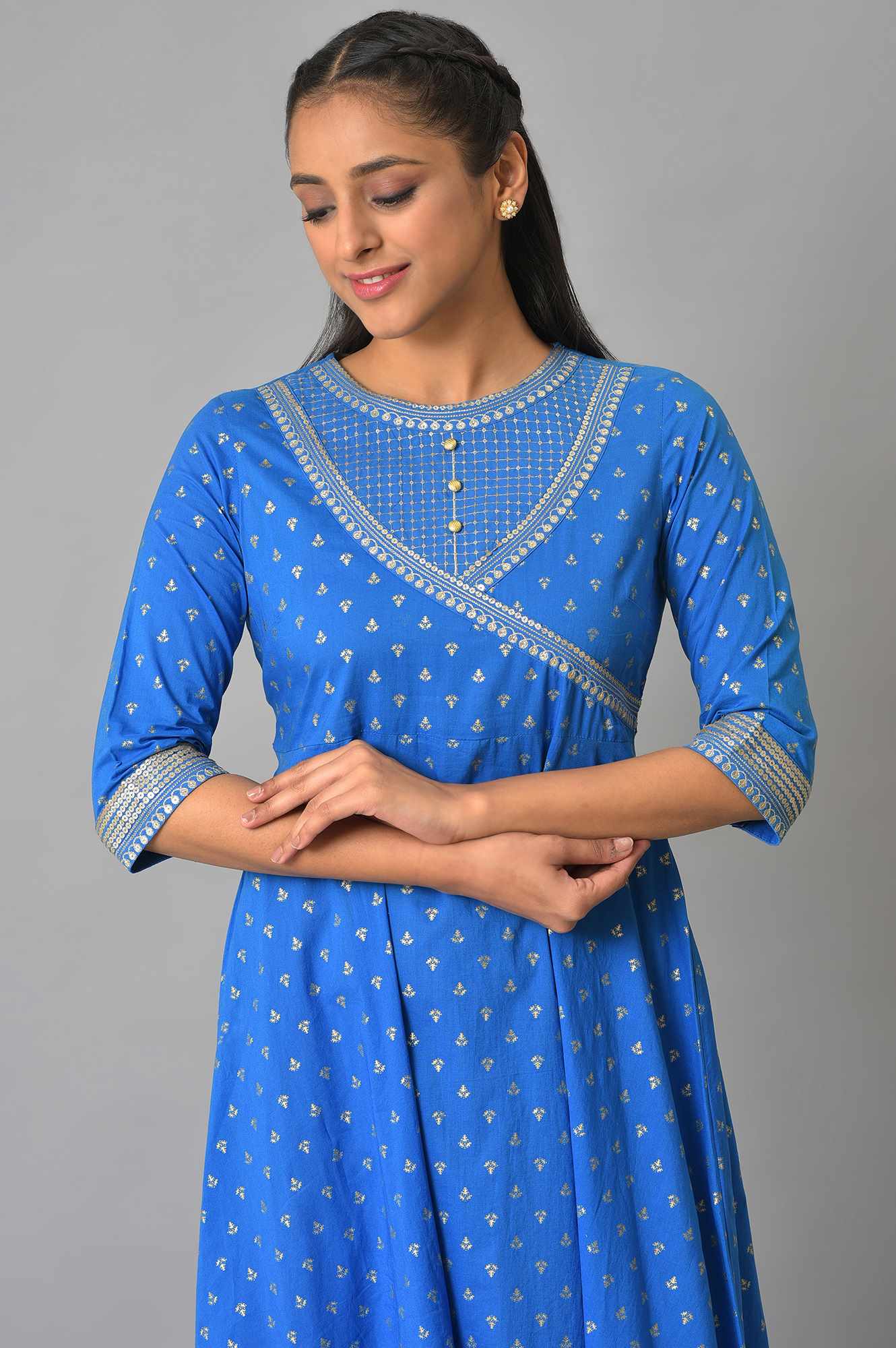 Blue Ornamented Ethnic Dress