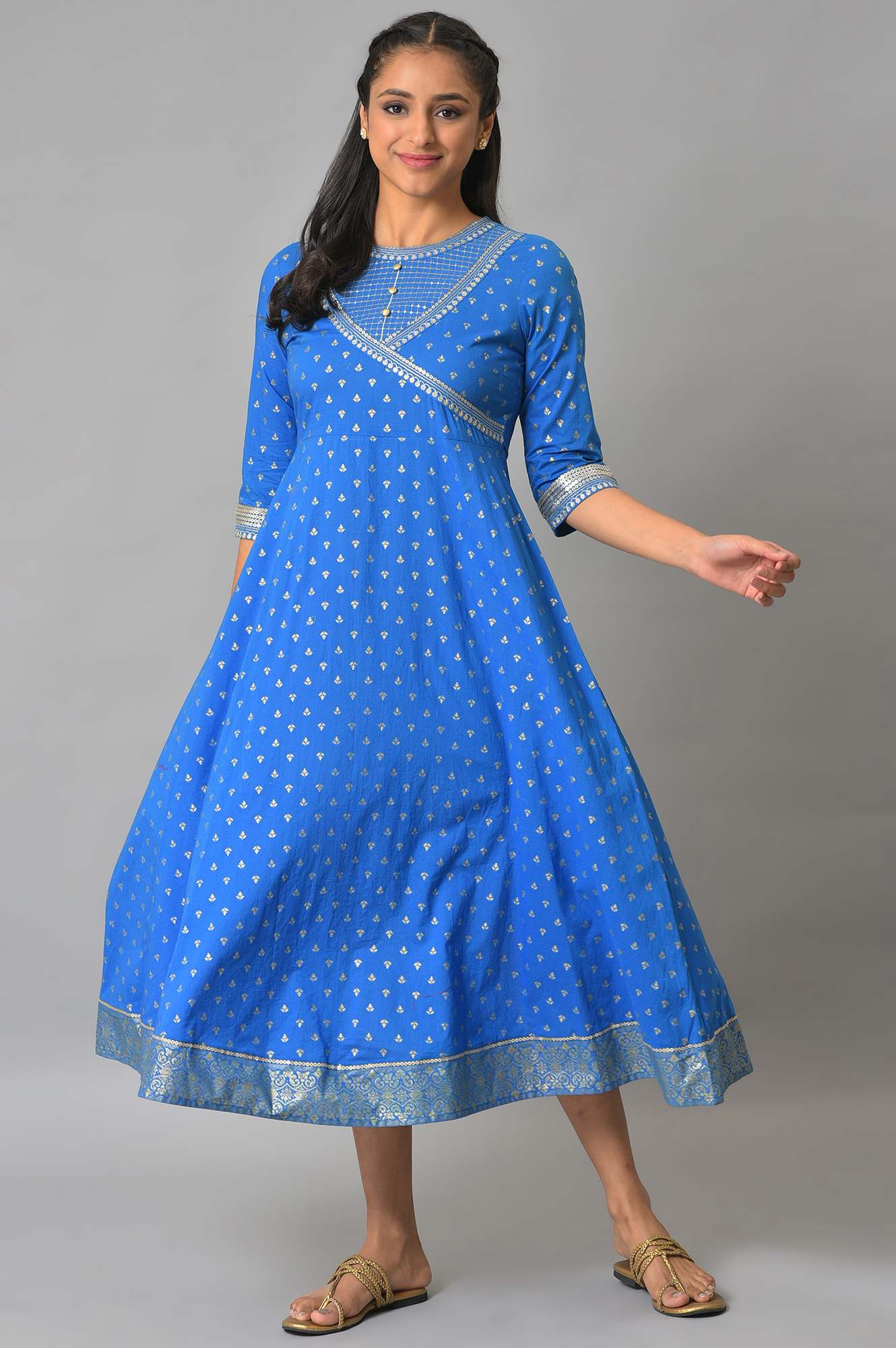 Blue Ornamented Ethnic Dress