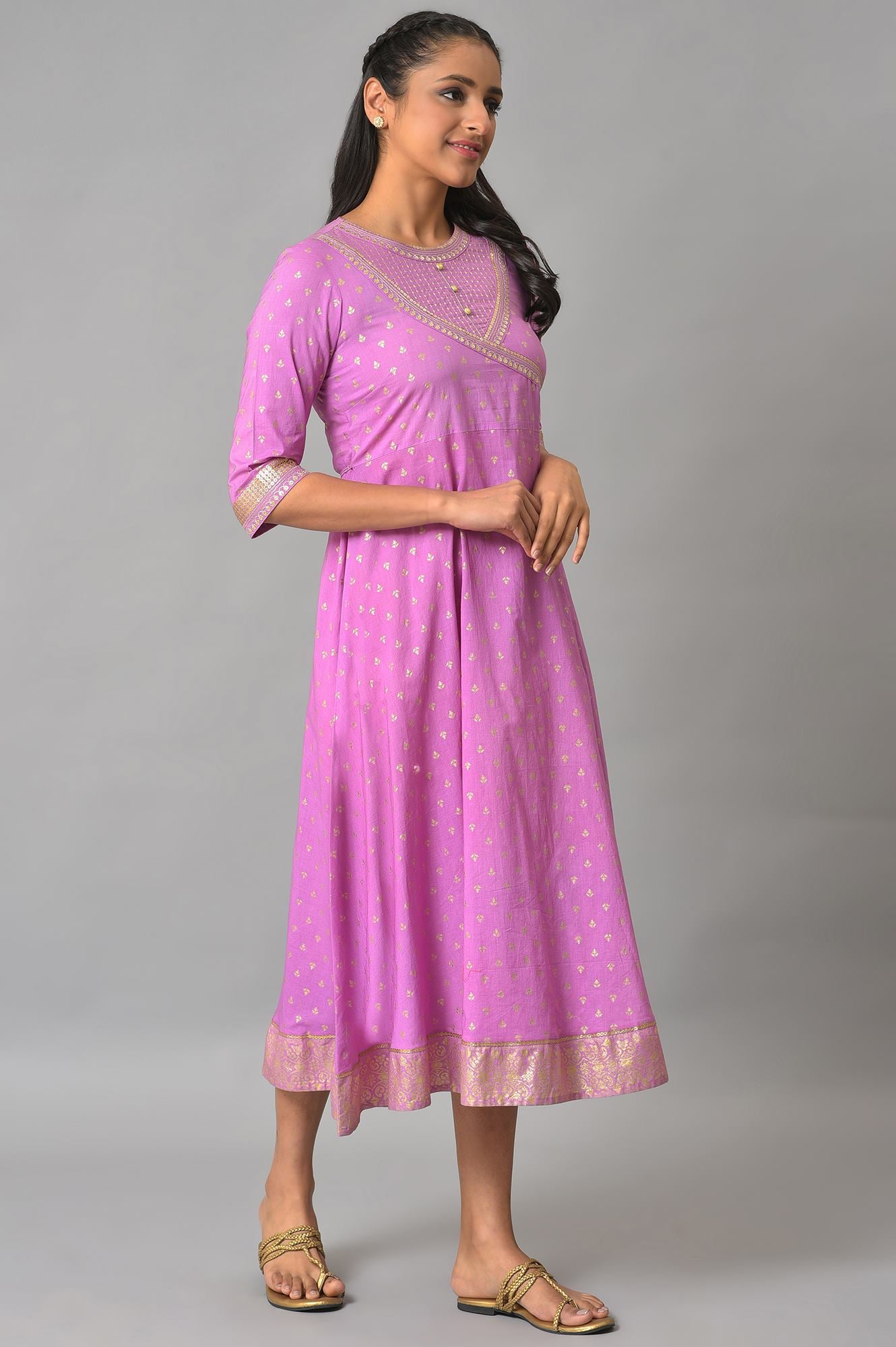 Purple Ornamented Ethnic Dress