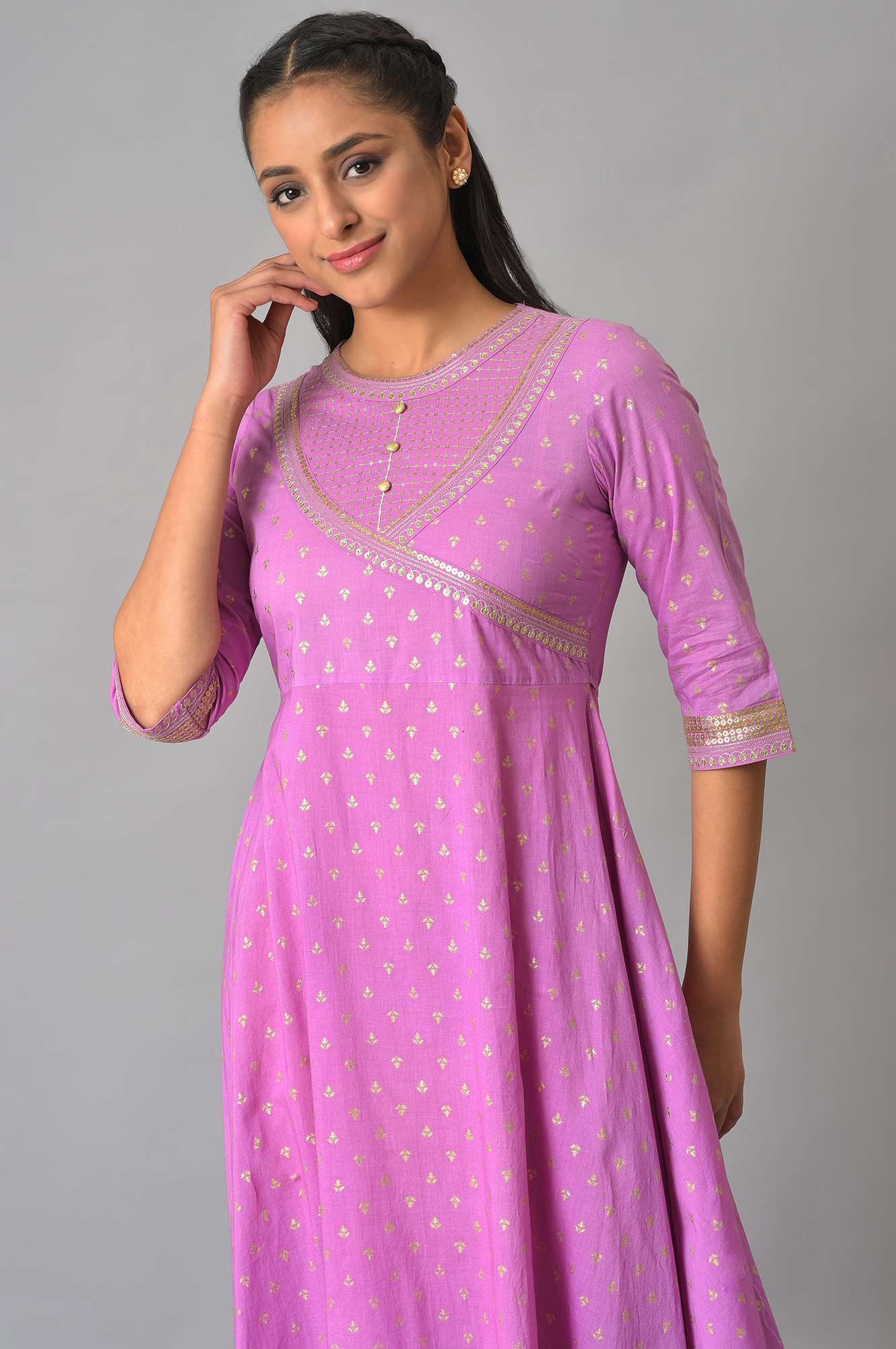 Purple Ornamented Ethnic Dress