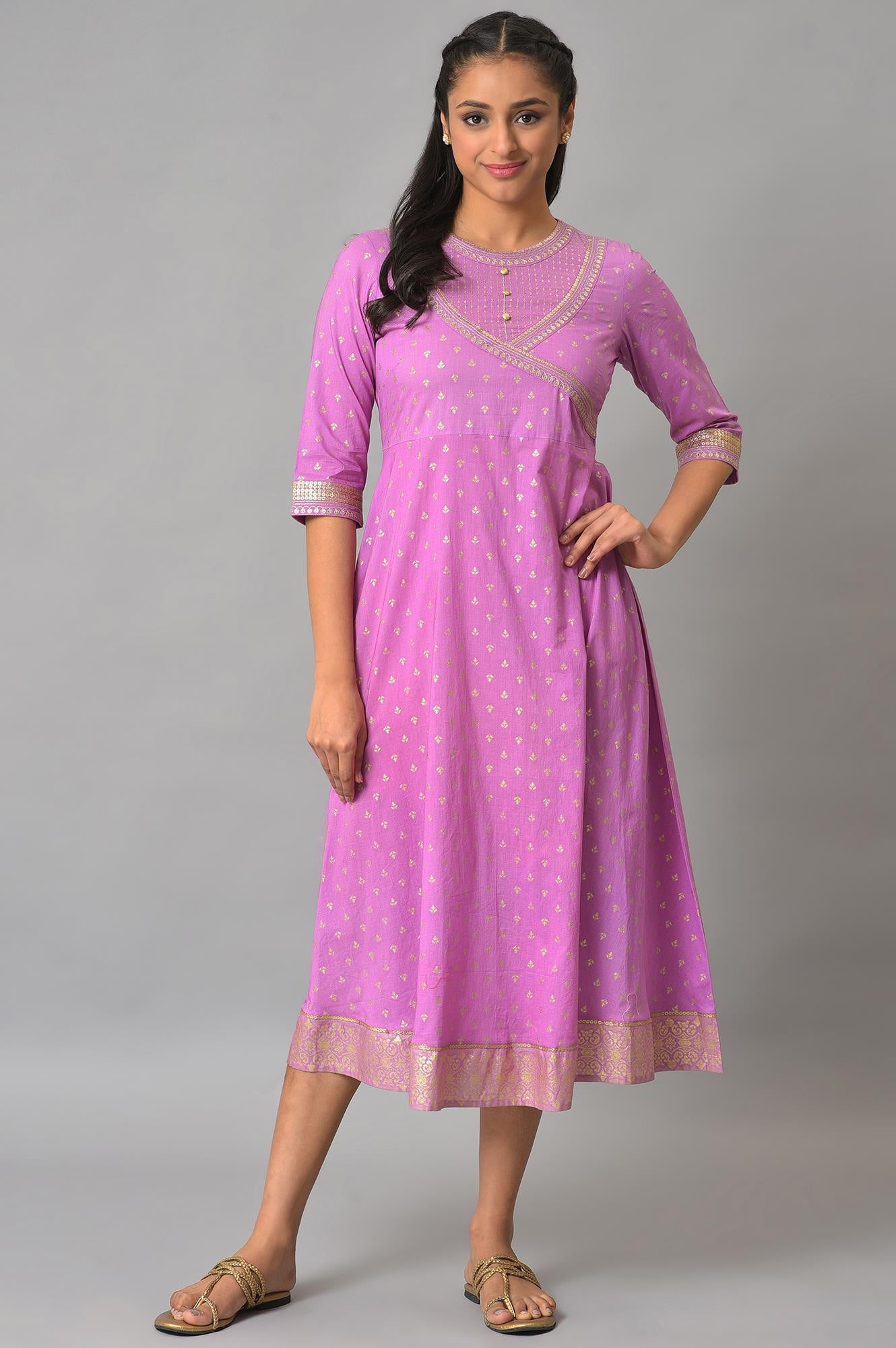 Purple Ornamented Ethnic Dress