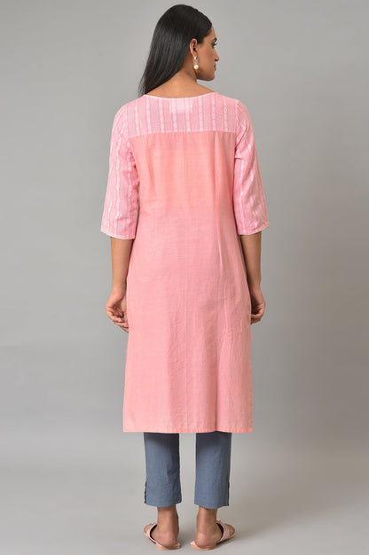 Pink Cotton Dobby Printed kurta