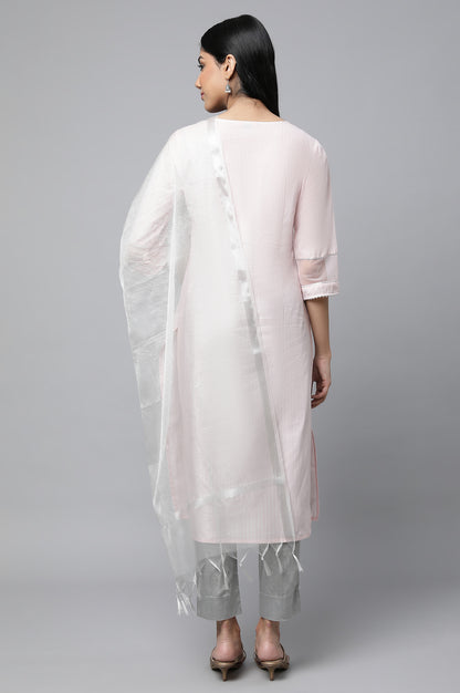 Pink Sequined Lurex Striped kurta