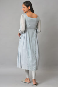 Blue Sequined A-Line Summer Dress