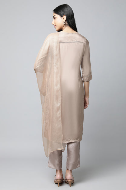 Brown Shantung Solid kurta