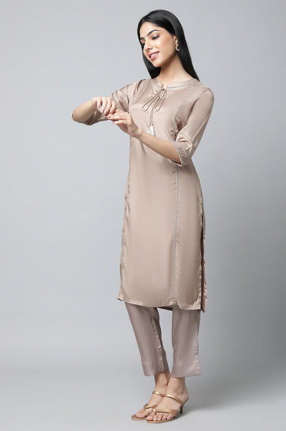 Brown Shantung Solid kurta