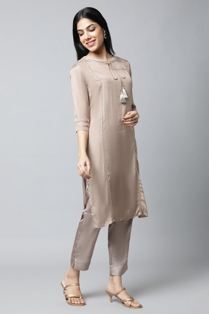 Brown Shantung Solid kurta