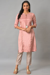 Pink Shantung Solid kurta