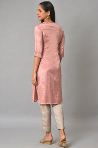Pink Shantung Solid kurta