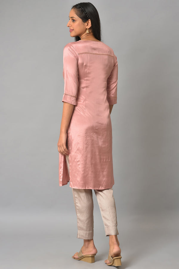 Pink Shantung Solid kurta
