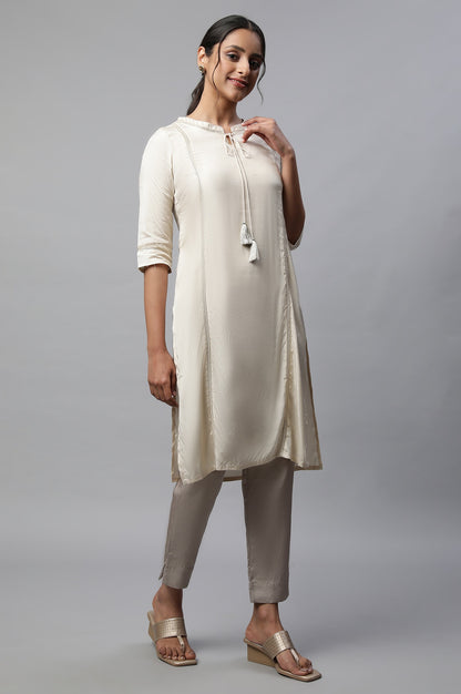 Off White Shantung Solid kurta