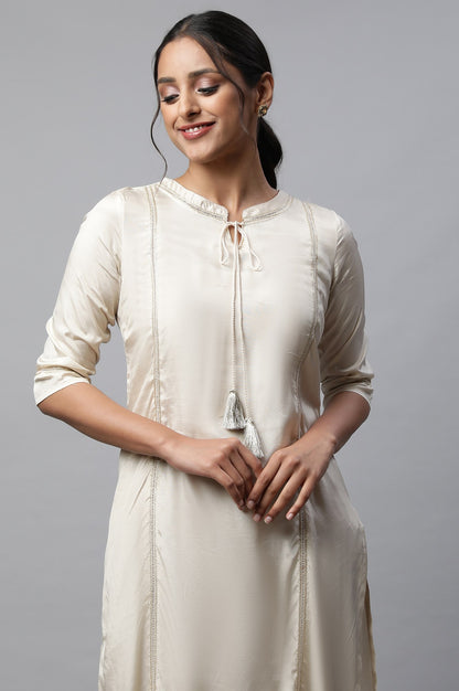 Off White Shantung Solid kurta