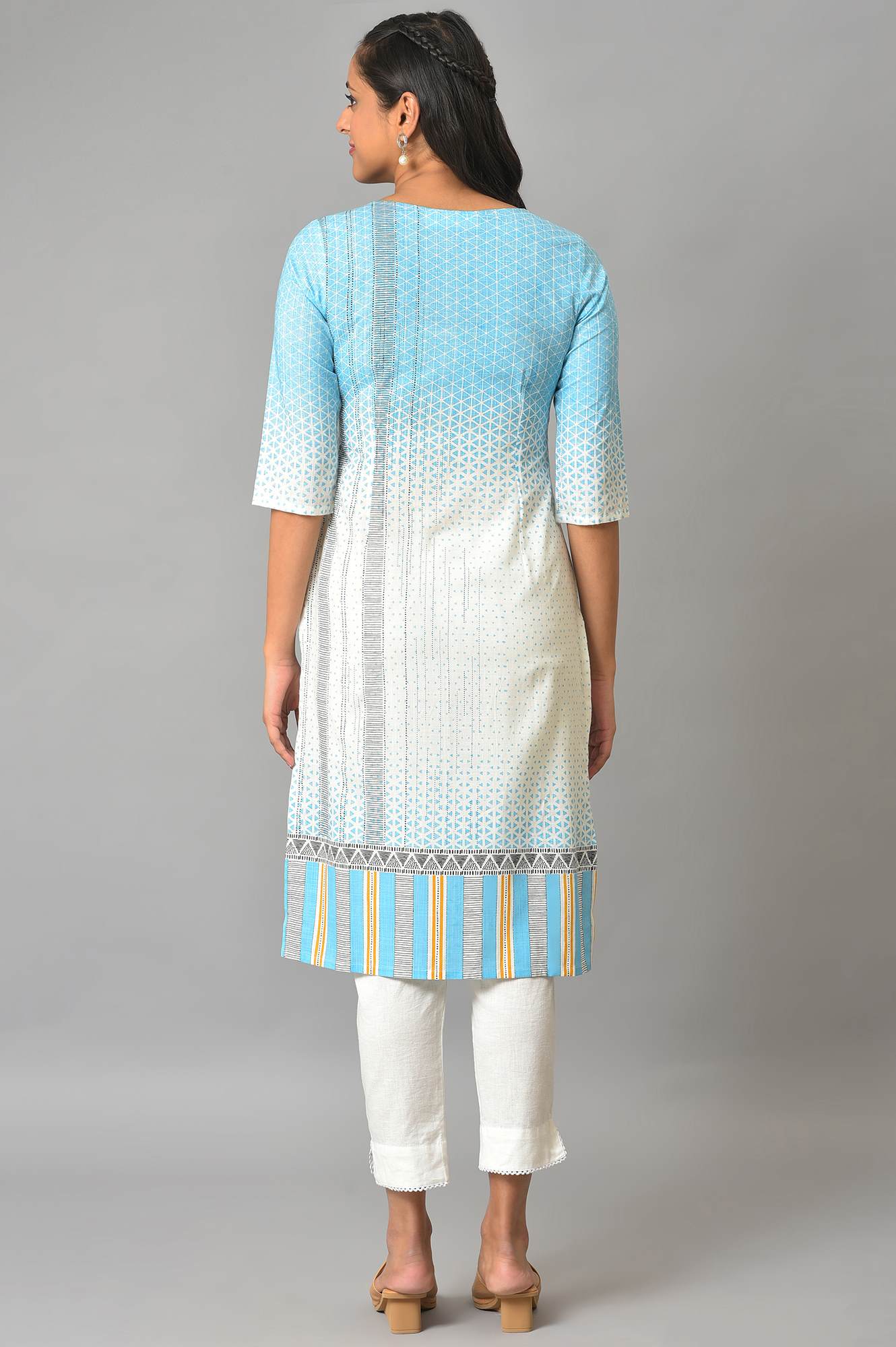 Blue Printed Straight kurta