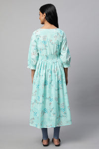 Green A-Line Printed Dress