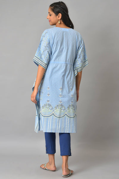Blue Printed Kaftan kurta