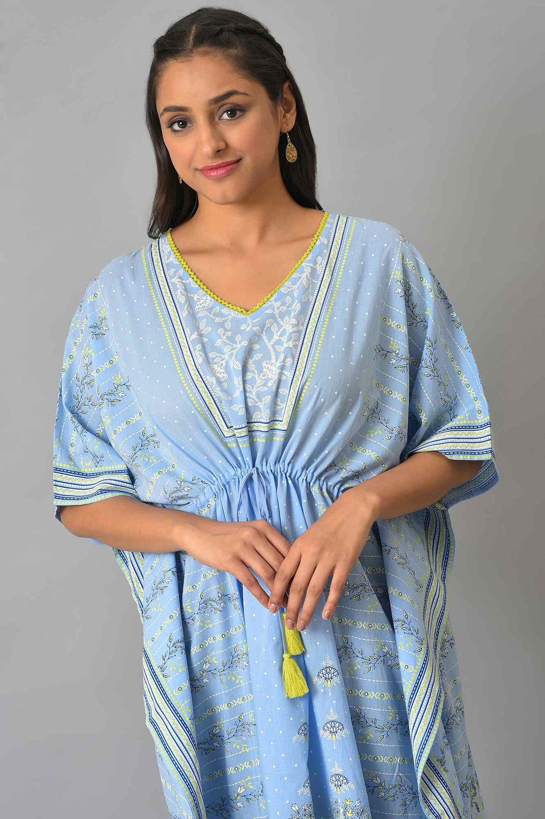 Blue Printed Kaftan kurta