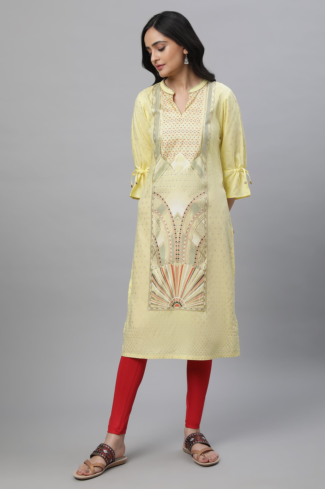 Yellow Printed Ethnic Kurta