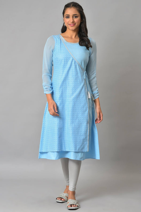 Blue Mock Angrakha kurta