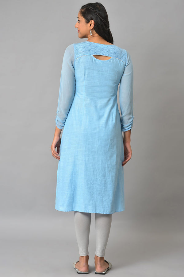 Blue Mock Angrakha kurta