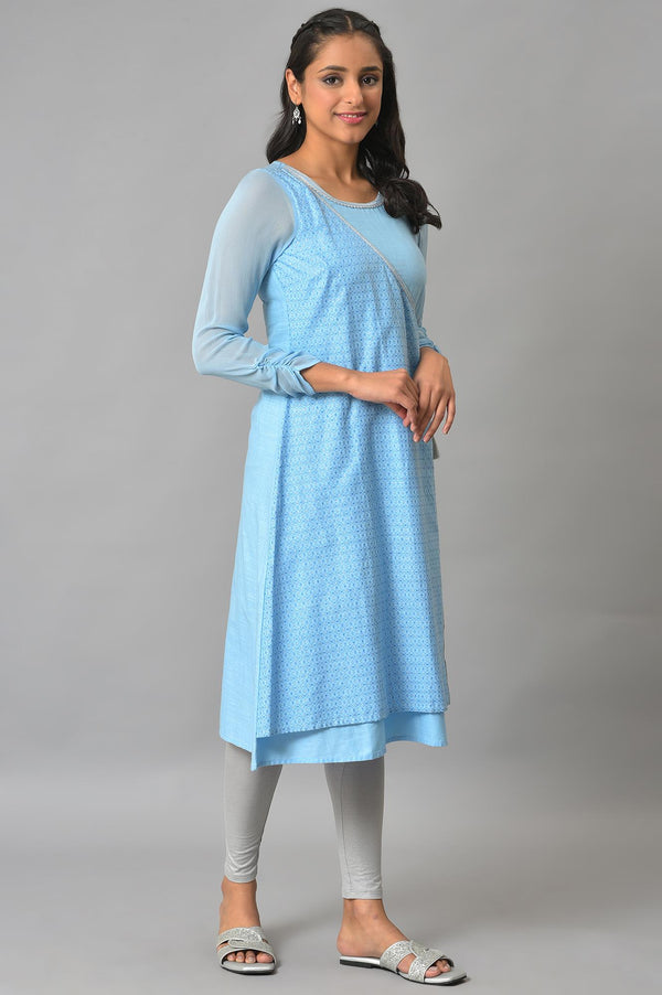 Blue Mock Angrakha kurta