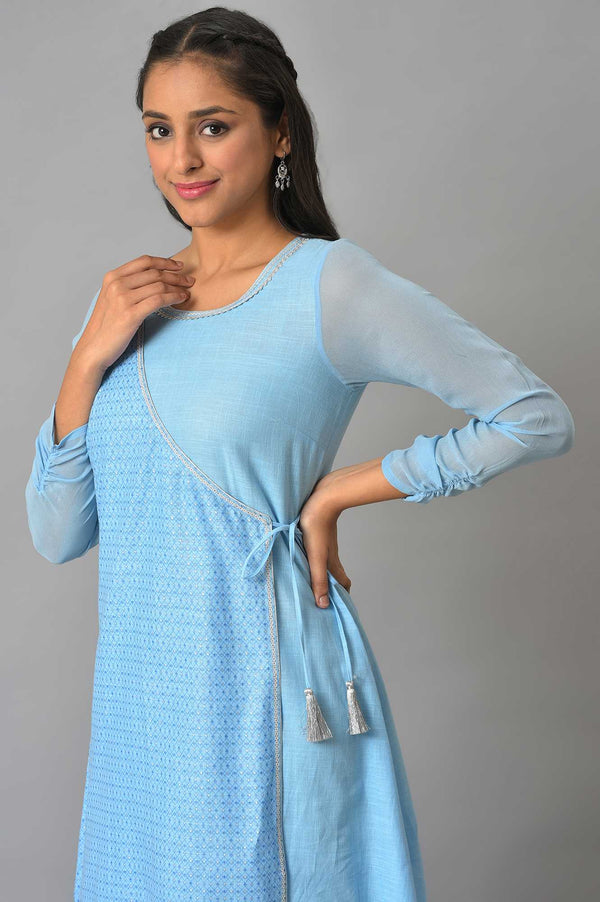 Blue Mock Angrakha kurta