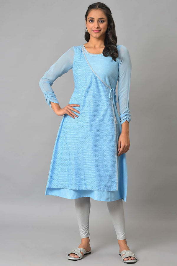 Blue Mock Angrakha kurta