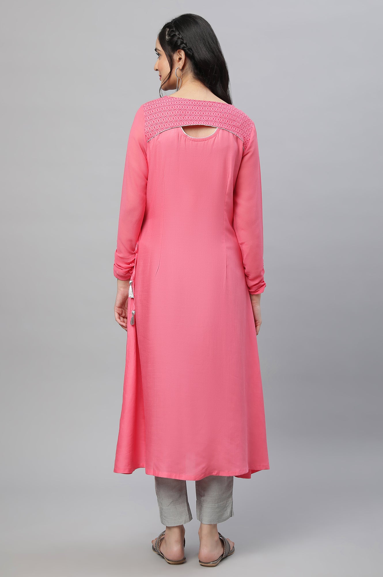 Pink Festive Mock Angrakha Kurta