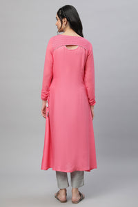 Pink Festive Mock Angrakha Kurta