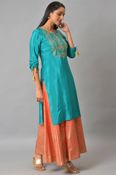 Green Embroidered Festive kurta