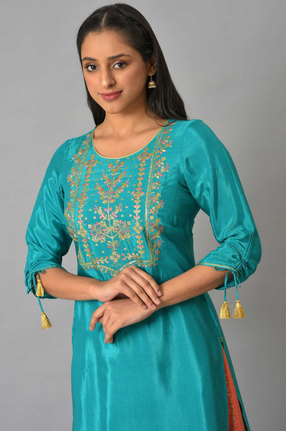 Green Embroidered Festive kurta