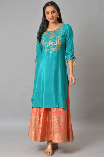 Green Embroidered Festive kurta