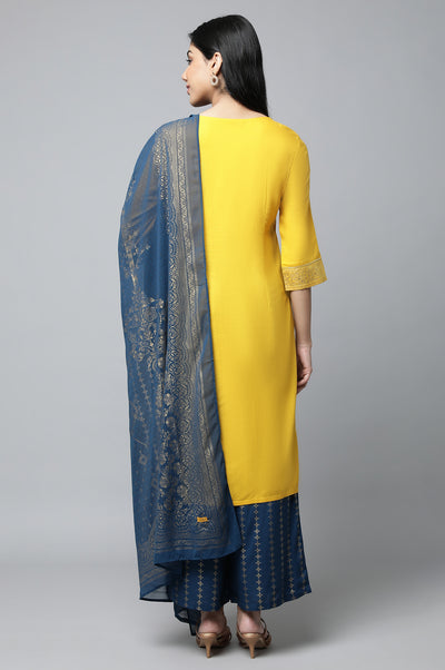 Yellow Embroiodered Festive Kurta