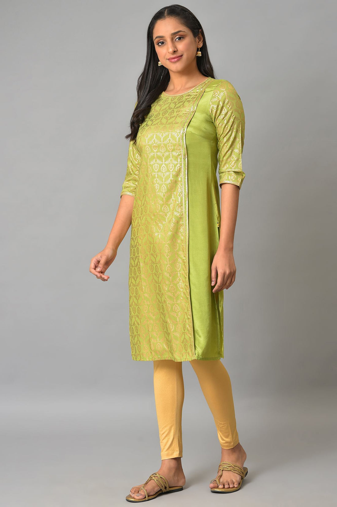 Green Mack Layered Festive kurta