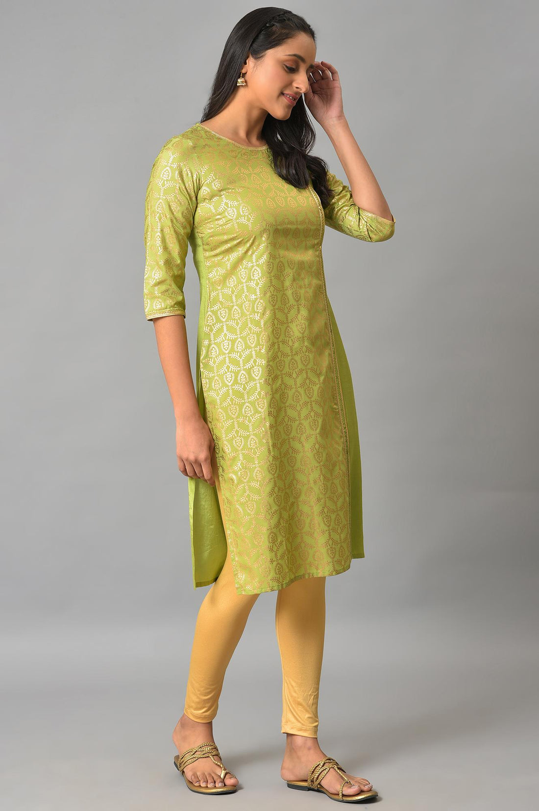 Green Mack Layered Festive kurta