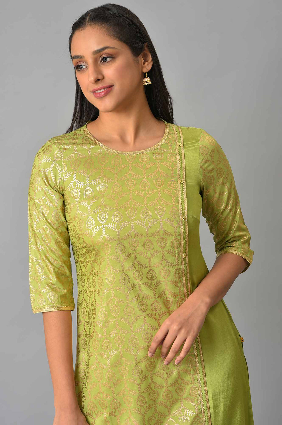Green Mack Layered Festive kurta