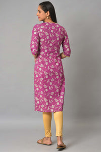 Purple Box Pleated Printed kurta