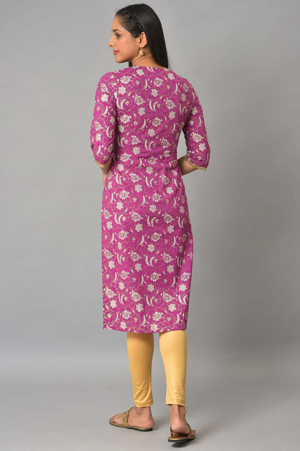 Purple Box Pleated Printed kurta