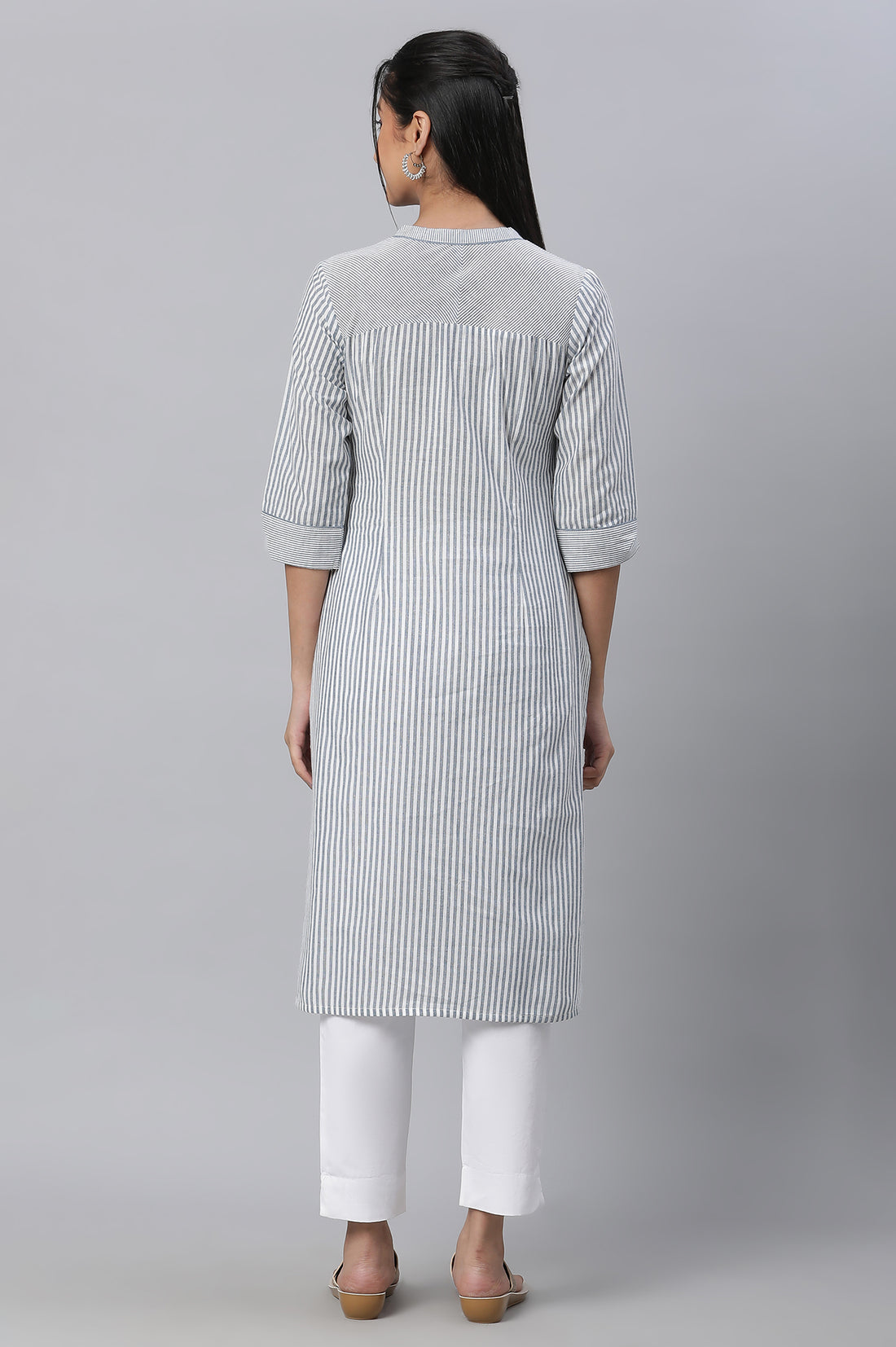 Grey Stripe Printed Casual kurta