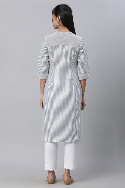 Grey Stripe Printed Casual kurta