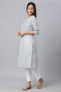 Grey Stripe Printed Casual kurta