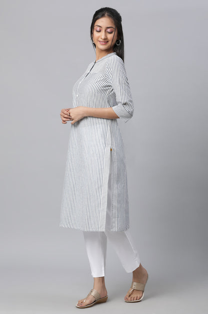 Grey Stripe Printed Casual kurta