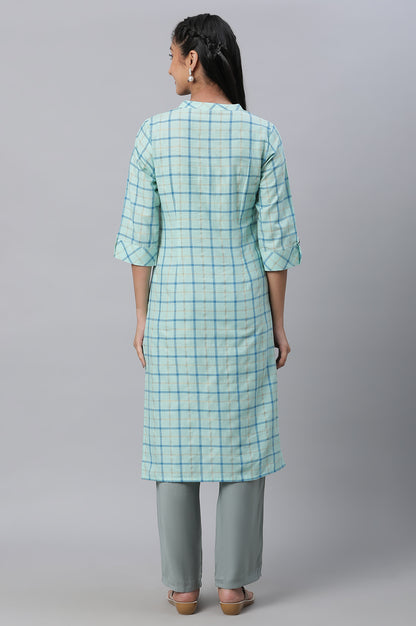 Blue Checkered Casual kurta