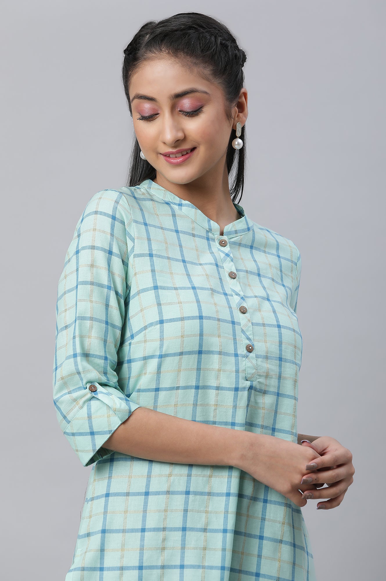 Blue Checkered Casual kurta