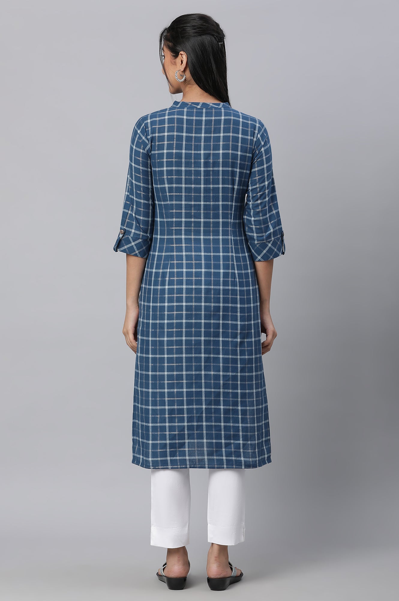 Blue Checkered Casual kurta