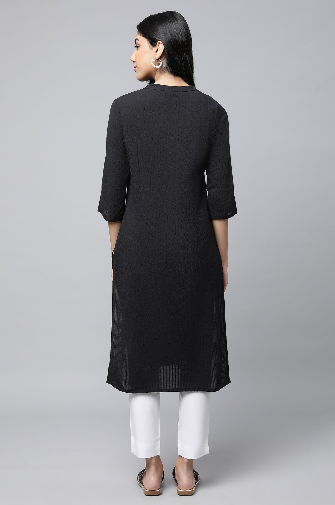 Black Sheer Sucker Summer Basic kurta