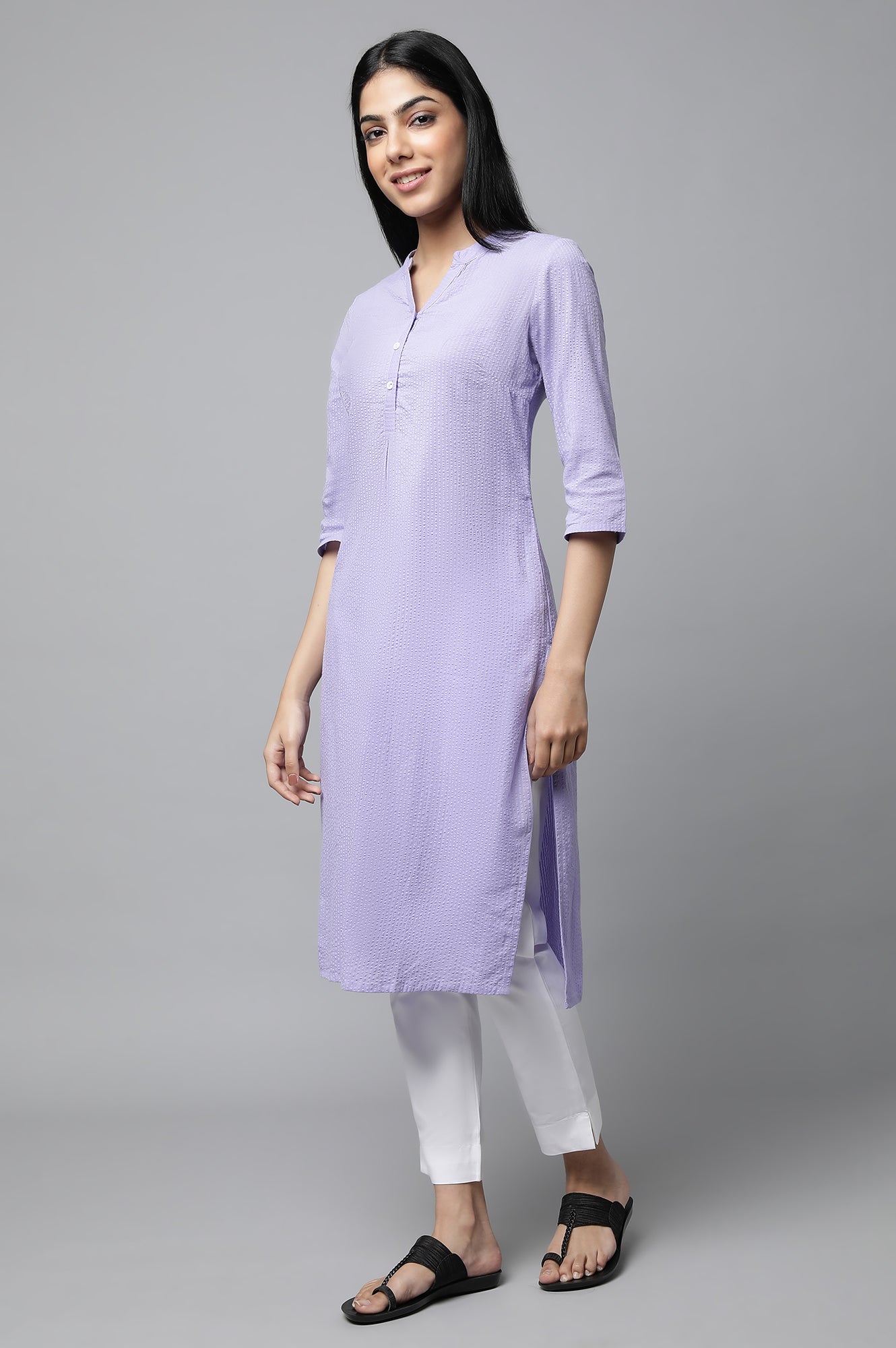 Purple Sheer Sucker Summer Basic kurta